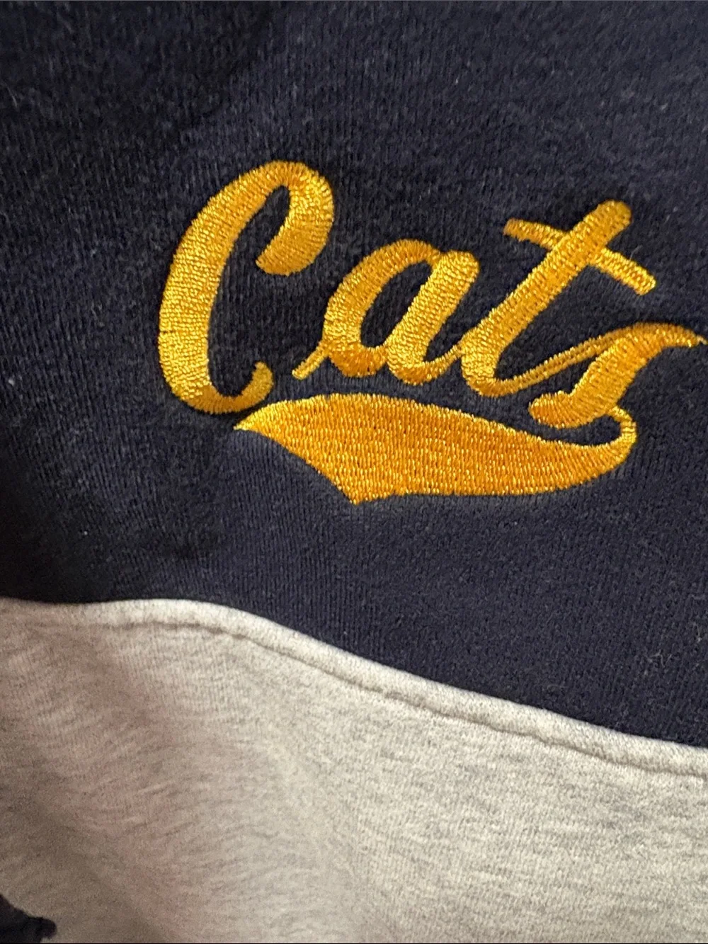 Montana State University Cats Cropped Colorblock Hoodie - Yellow, Navy & Gray - Picture 3 of 6